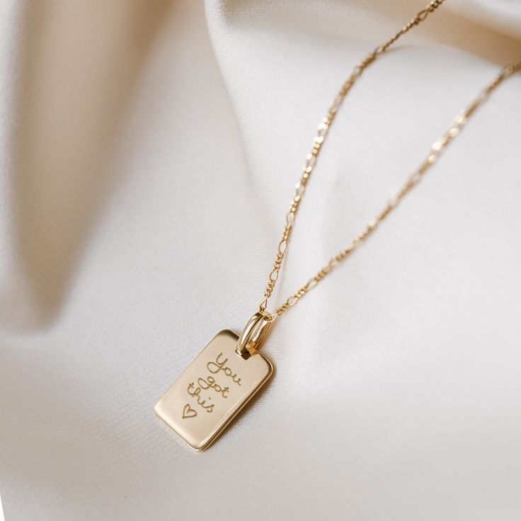 The PROUD MOM Quote Necklace is available in 18k gold-plated and sterling silver 925 and can be engraved with 7 different proud mom quotes.