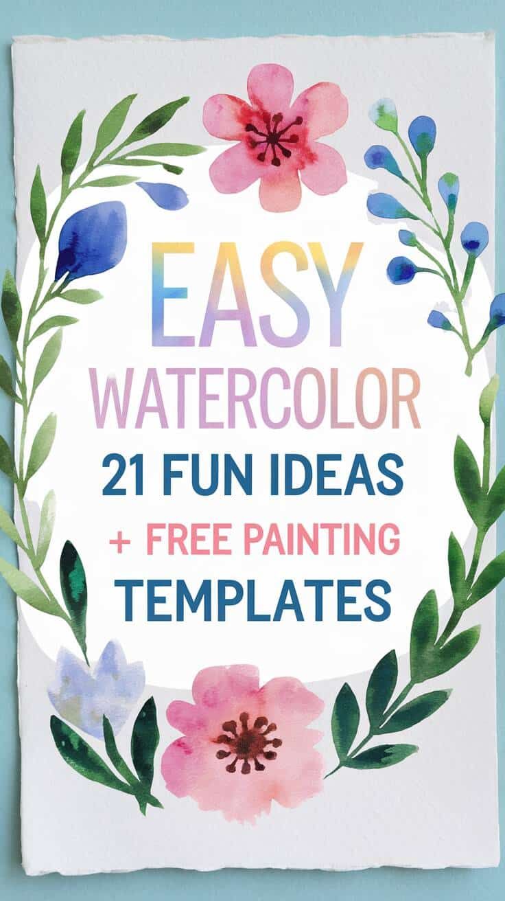 an easy watercolor art project with flowers and leaves