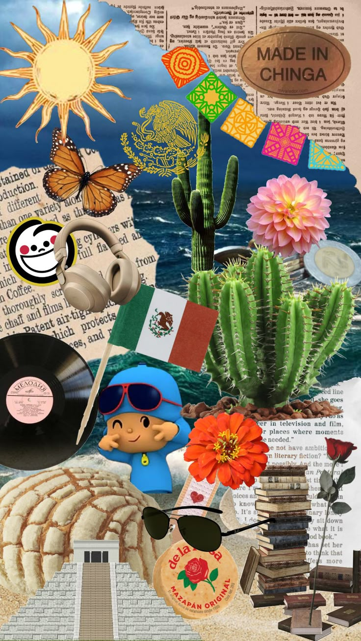 the collage is made up of many different items and things that are grouped together