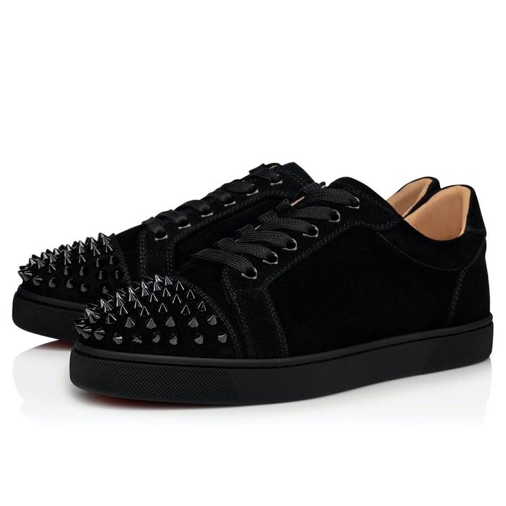 Christian Louboutin Vieira Spikes Flat Black Suede Lace Up Low Top Sneaker 40.5 ********** Christian Louboutin ********** Brand: Christian Louboutin Size: 40.5 (Know Your Louboutin Size) Name: Vieira Spikes Flat Color: Black Style: Low Top Sneakers Style#: 3191433 Material: Veau Velours Spiked Cap Toe Lace Up Tie Front Black Laces And Sole Black Suede Veau Velours Material Low Top Style Classic Red Sole With Louboutin Signature Brand New In Box, Comes With Original Box And Dust Bag 100% Authenti Louboutin Online, Christian Louboutin Sneakers, Round Toe Sneakers, Christian Louboutin Heels, Red Bottoms, Suede Lace, Winter Boots Women, Black Laces, Louboutin Shoes