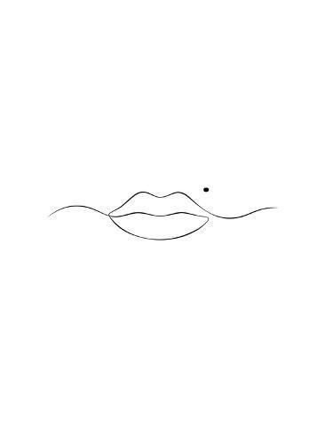 a black and white drawing of a lip