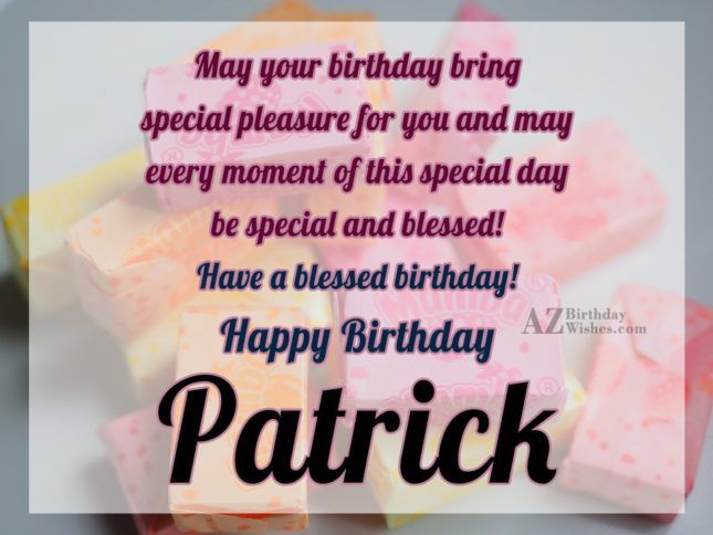 happy birthday card for patrick with colorful candies