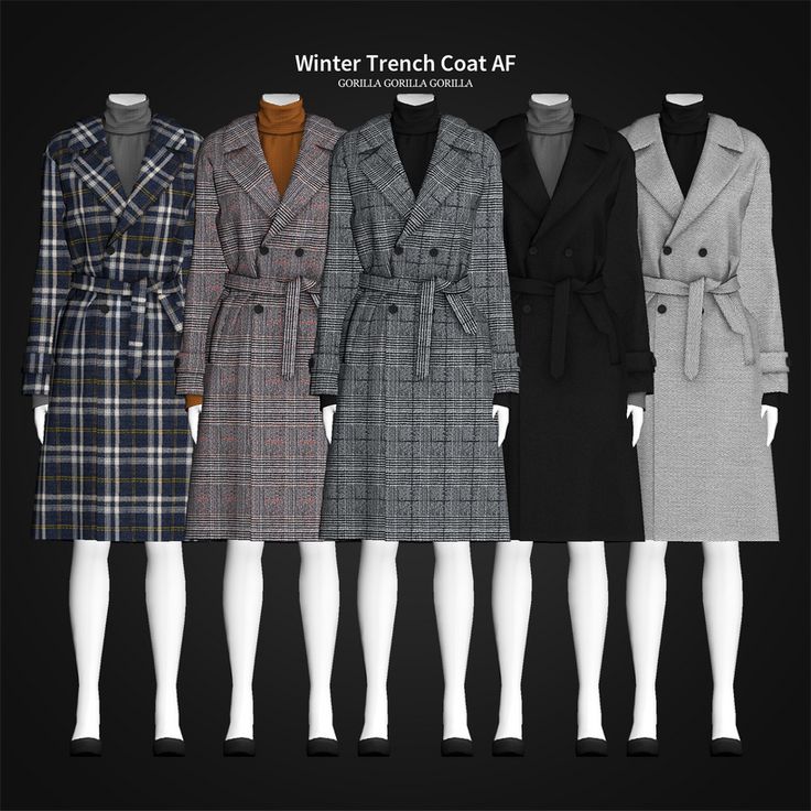 the winter trench coat af is shown in four different colors