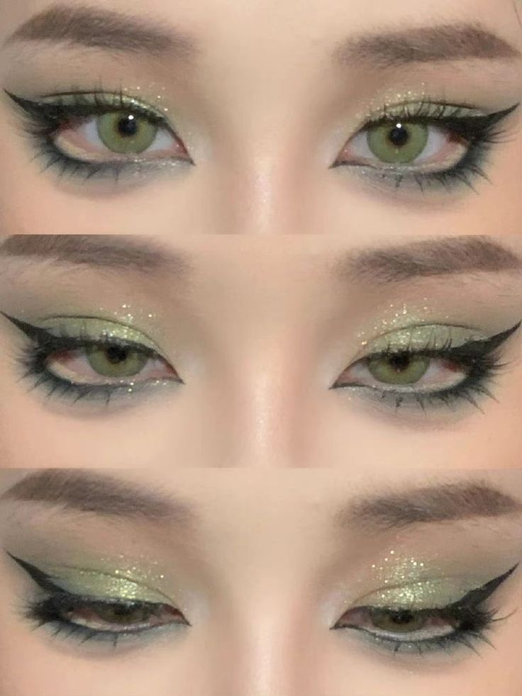 Euphoric Eye Makeup, Hooded Eye Prom Makeup, Blue Eyeshowdow Looks, Green Eyeshadow Douyin, Subtle Fairy Makeup, Make Up Vert, Green Douyin Makeup, Dark Green Makeup Looks, Sage Green Makeup Look