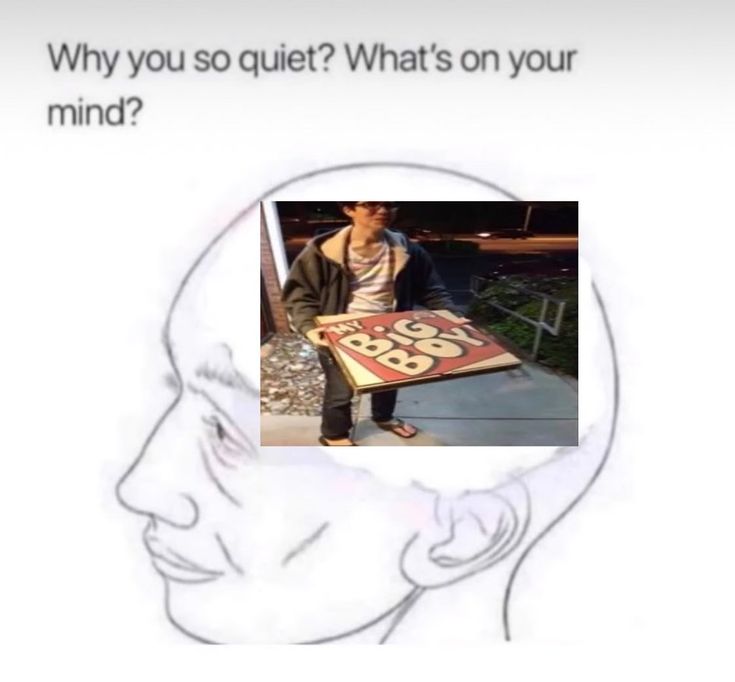 an image of a man holding a sign that says, why you so quiet? what's on your mind?