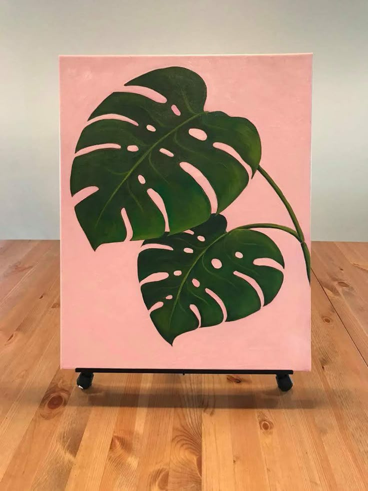 a painting of a monster plant on a pink background