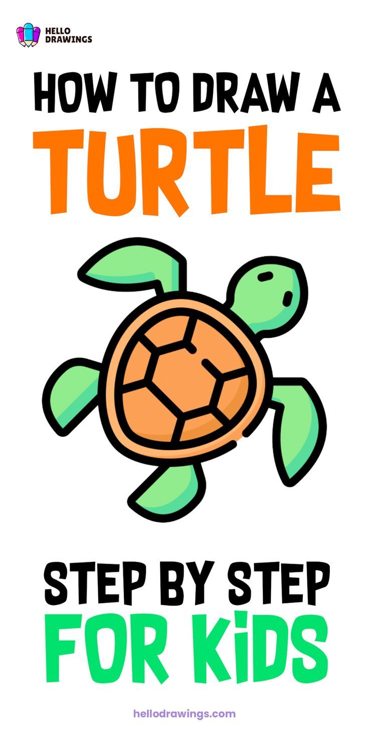 How to Draw a Turtle | Easy Drawing Guide for Kids Turtle Easy Drawing, Easy Turtle Drawing, Draw A Turtle, Cute Turtle Drawings, Easy Halloween Drawings, Landscape Drawing Easy, Hard Drawings, Easy Flower Drawings, Awesome Drawing