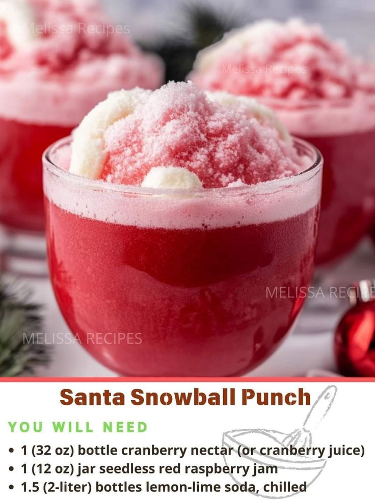 two glasses filled with red and white snowball punch