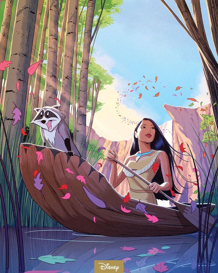 the princess and the frog are riding in a boat with racoon on it