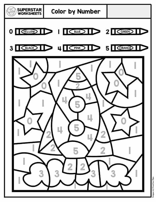 color by number worksheet for kids with numbers and shapes to print out on the page