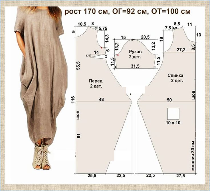 a women's dress pattern is shown with measurements for the top and bottom part