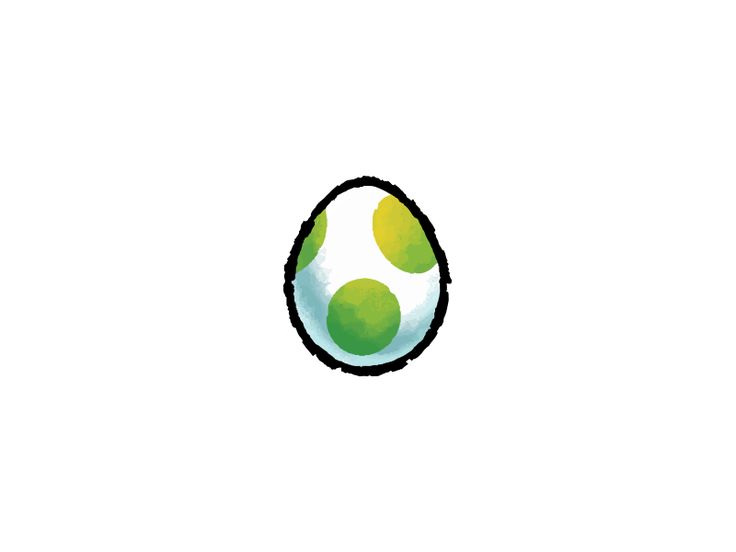 an egg with three green dots on it