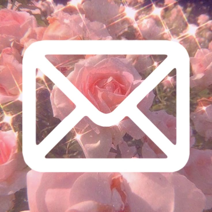 an email envelope surrounded by pink flowers