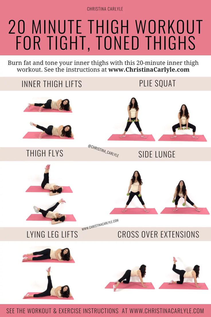 a woman doing yoga poses with the words 20 minute high workout for tight, toned thighs