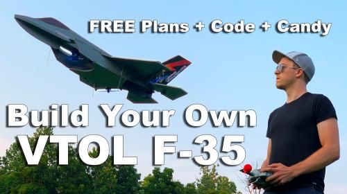 a man standing in front of a plane with the words build your own vto f - 35