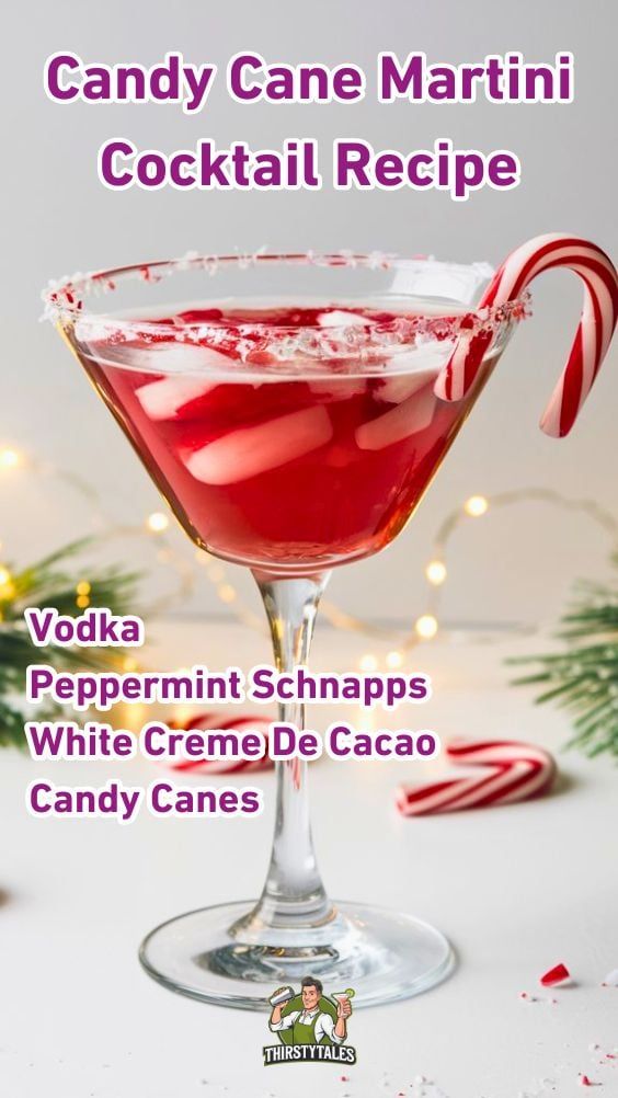 candy cane martini cocktail recipe with vodka and peppermint schnapps