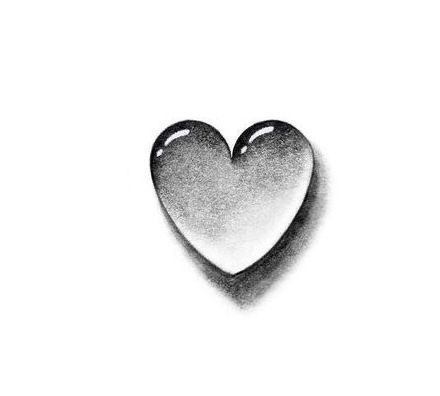 a silver heart on a white background