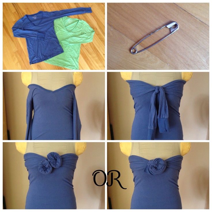 four pictures show different ways to make a dress