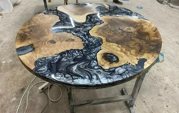 a table made out of wood and metal