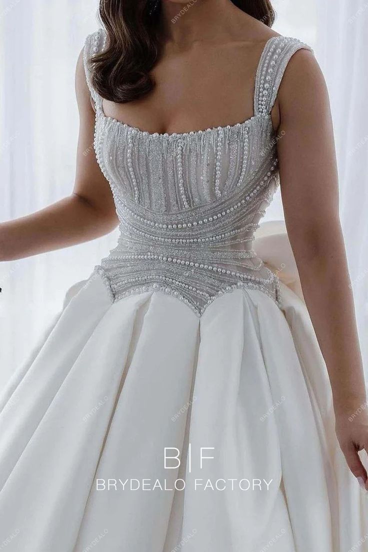 Luxury Beaded Scoop Neck Sleeveless Designer Satin Wedding Dress Embellished Corset, Classy Wedding Dress, Gown Skirt, Ball Gown Skirt, Dream Wedding Ideas Dresses, Corset Bodice, Elegante Casual, Classy Dress Outfits, فس�تان سهرة