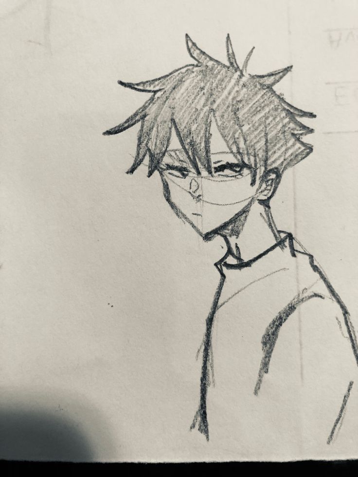 a drawing of a boy with glasses and a tie