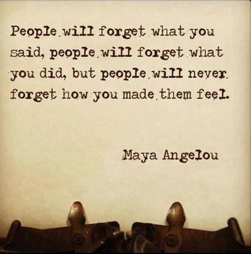 an old typewriter with the words people will forget what you said, but people will never forget how they made them feel