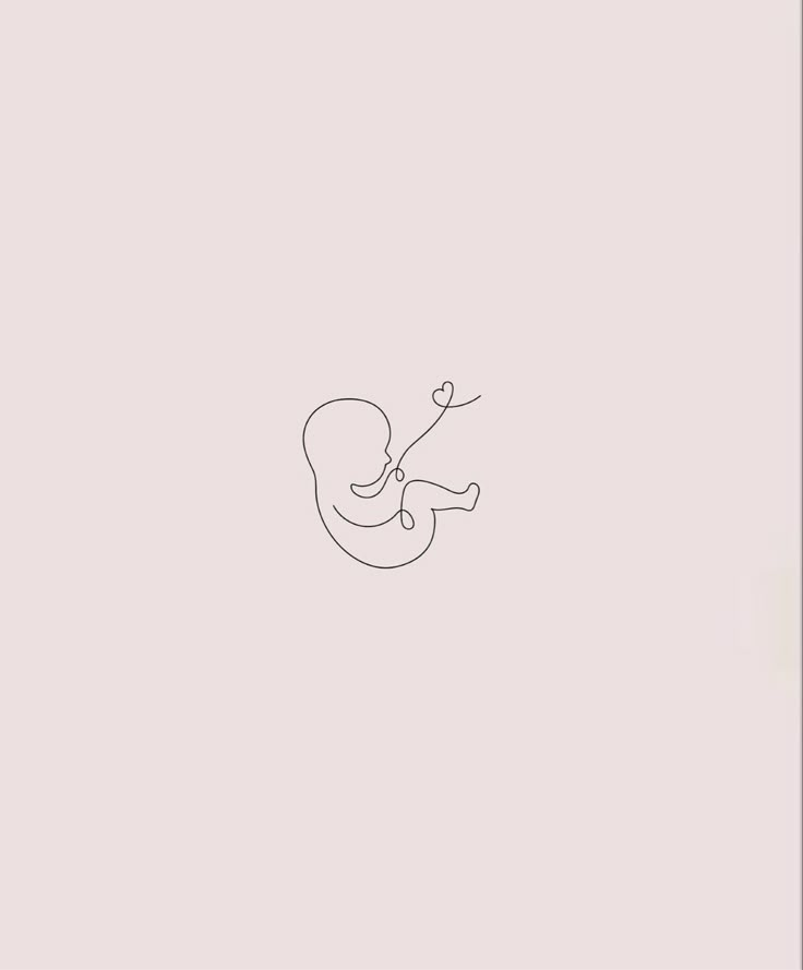 an outline drawing of a baby on a pink background