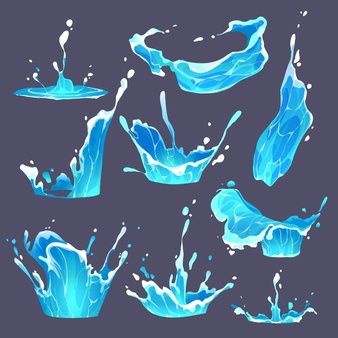 blue water splashes in different shapes and sizes