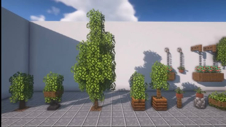 Plant Minecraft Ideas, Small Tree Minecraft Ideas, Minecraft Bush Fence, Minecraft Small Tree Design, Indoor Plants Minecraft, Minecraft Potted Plant, Mc Custom Tree, Small Custom Trees Minecraft, Minecraft Hedge Fence