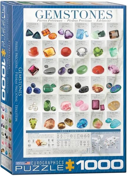 Put your skills to the test with this entertaining 1000 piece jigsaw puzzle from EuroGraphics! A fun challenge that makes for an amazing display piece once completed. Puzzles are a fun activity to do alone or in a group, and make a great gift for all ages at birthdays and holidays! Gemstones Chart, Opal Moonstone, Gemstone Meanings, Gems Art, Crystal Healing Stones, Perfect Partner, 1000 Piece Jigsaw Puzzles, Rocks And Gems, Painting Edges