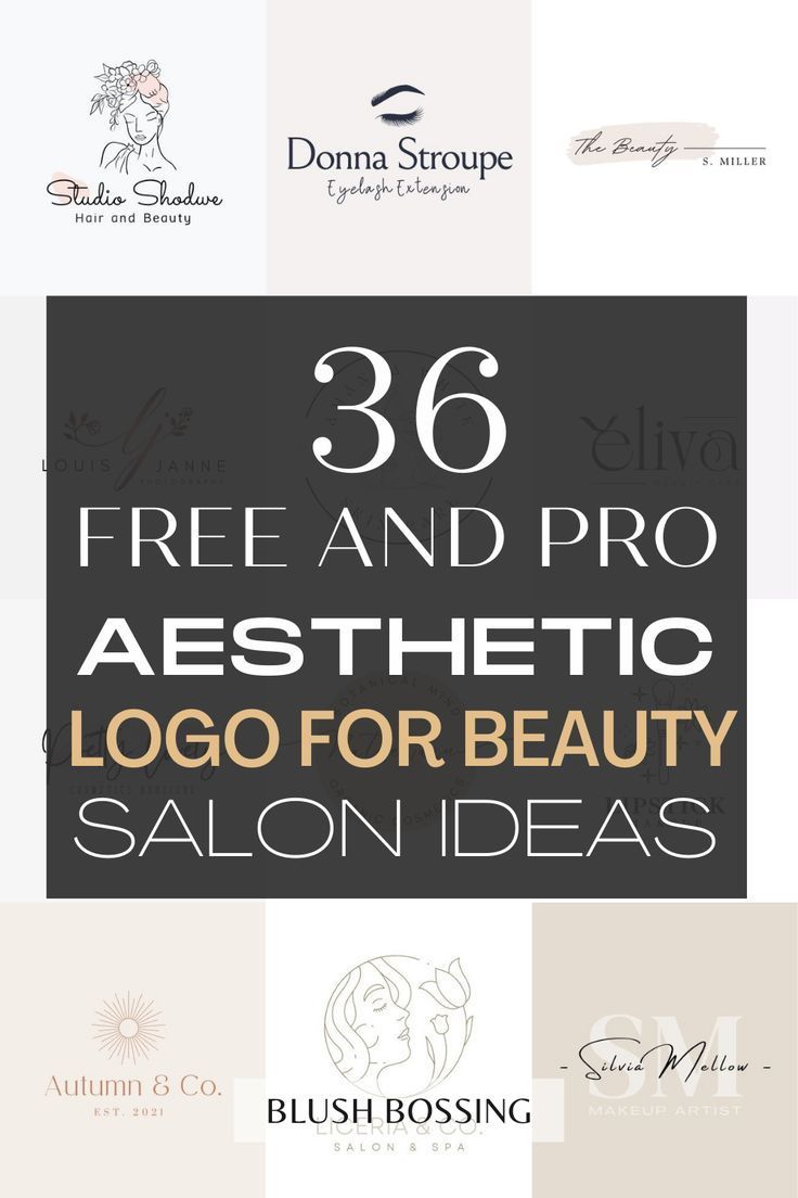 the logos for beauty salons are shown in different colors and font styles, including black,