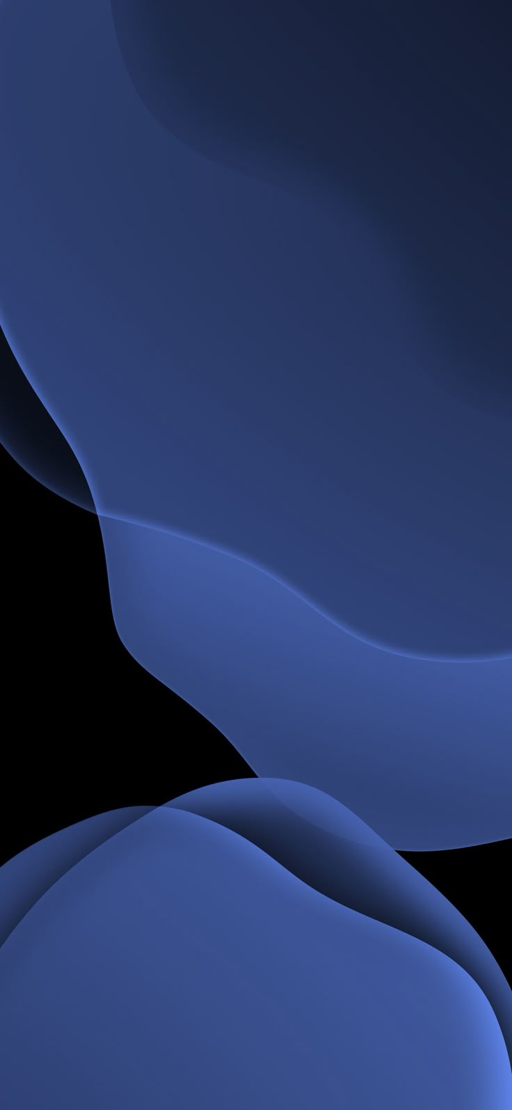 an abstract blue background with wavy lines and curves on the bottom right corner, in shades of dark blue