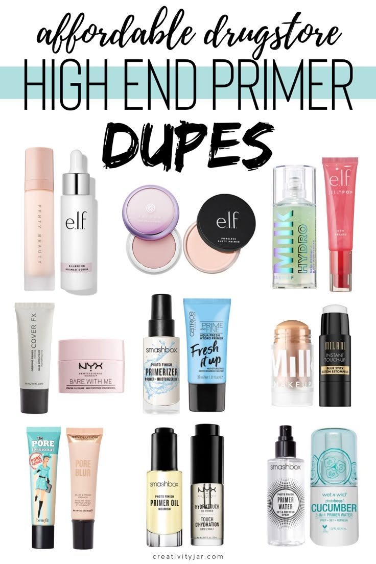 Wanting the benefits of using a high end primer without paying the high end price tag? Check out these affordable drugstore high end primer dupes for great alternatives. Best beauty tips for her Matte Make Up, Makeup Tip, Best Drugstore Makeup, Smink Inspiration, Affordable Makeup, Makeup Aesthetic, Smokey Eyes, Milk Makeup, Drugstore Makeup