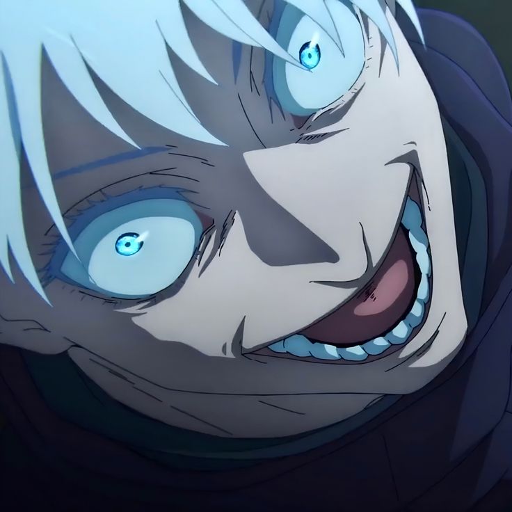 an anime character with blue eyes and white hair