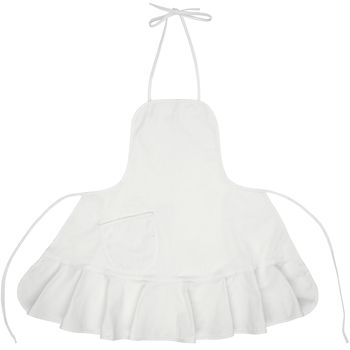 a white apron with ruffles on it