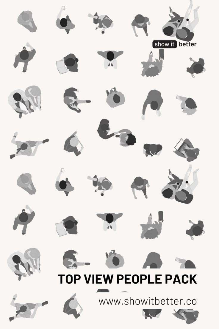 the top view people pack is shown in black and white, with different silhouettes