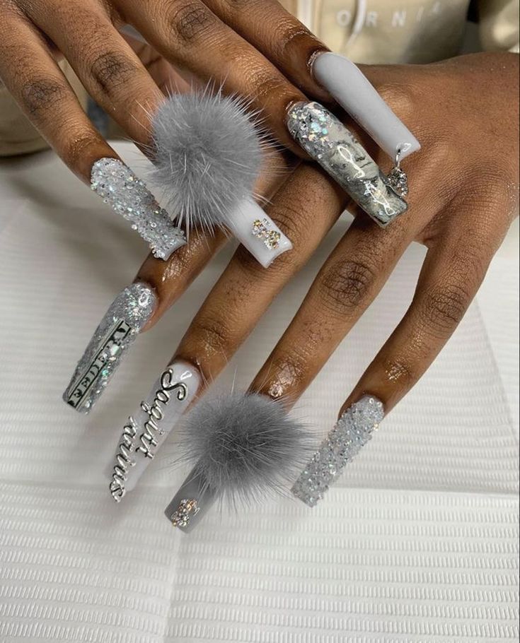 Holiday Coffin Nails, Winter Nail Designs Classy, Coffin Winter Nails, Sagittarius Nails, Nessa Nails, Fye Nails, Bday Nails, Birthday Nail Designs, Nail Aesthetic