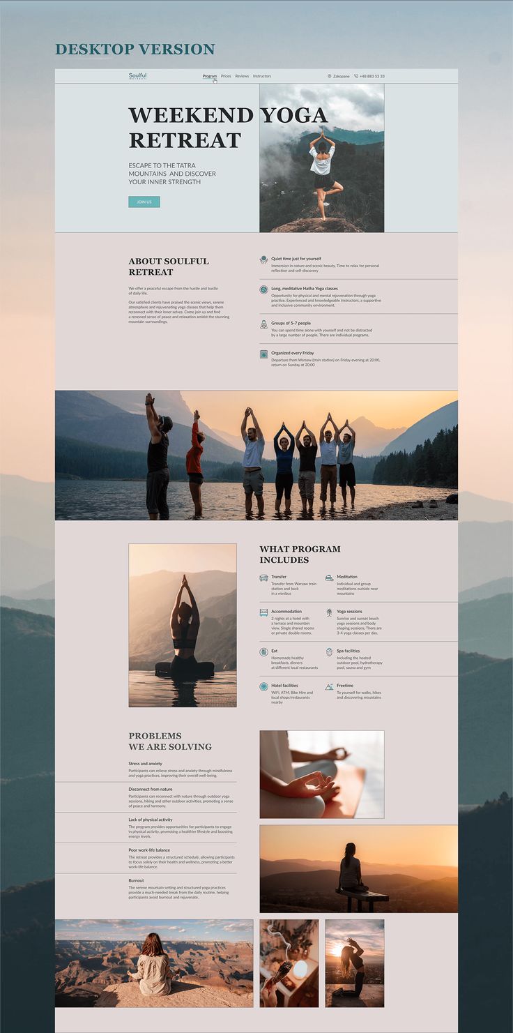 the website design is designed to look like it could be used for yoga