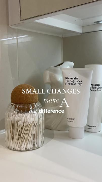 small changes make a big difference on the counter top in this bathroom sink area with toothbrushes and hand lotion bottles