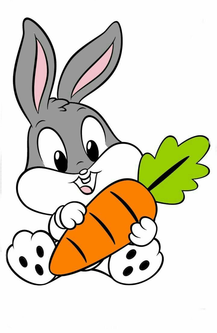 a cartoon bunny holding a carrot