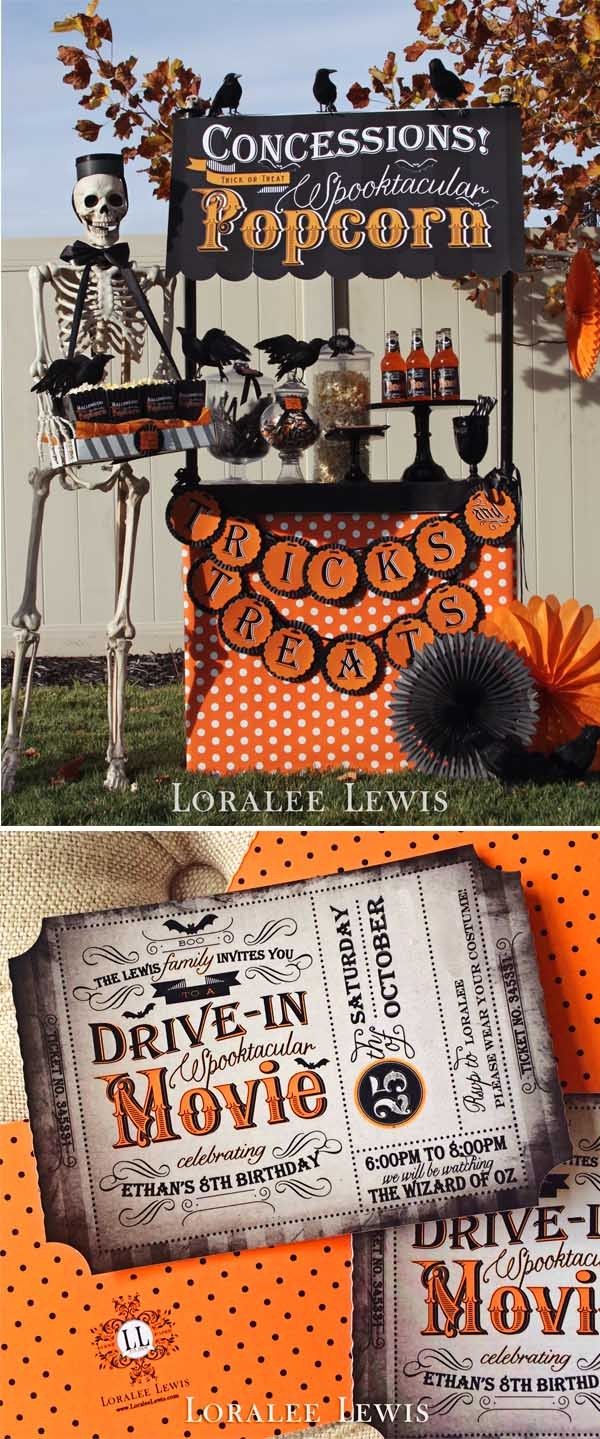 a halloween party with orange and black decorations