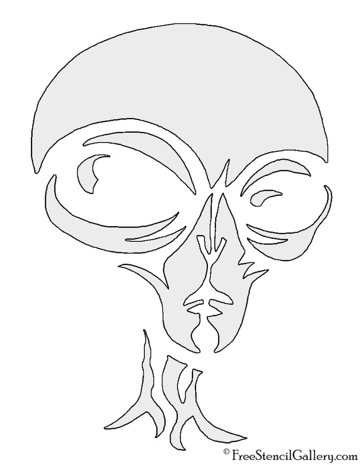 a drawing of an alien head with two eyes