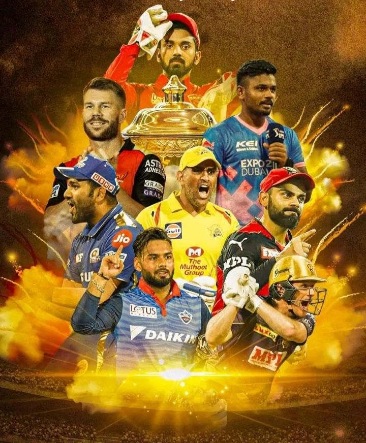 the ipl team with their trophies and trophy in front of an image of them