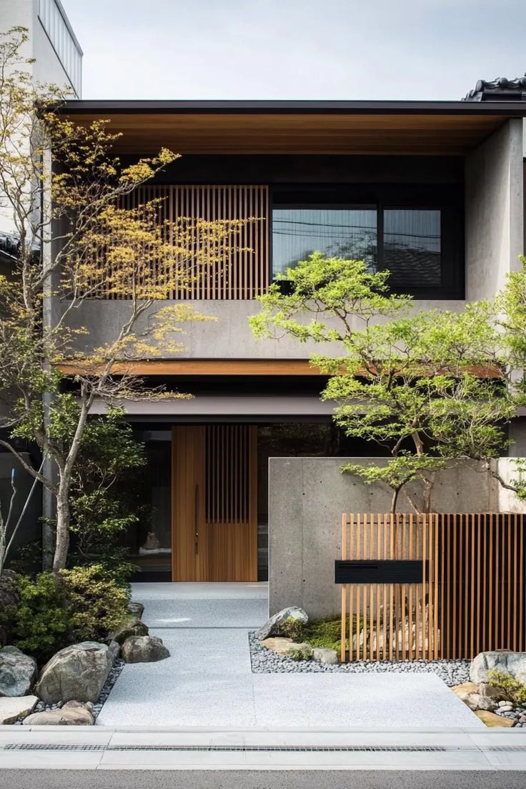 Japanese Modern Minimalist House, Japan Modern House Japanese Style, Japan House Design Modern, Japan Style House, Japanese Modern House Exterior, Japanese Exterior House, Japanese Mountain House, Japanese Exterior Design, Japanese Hallway