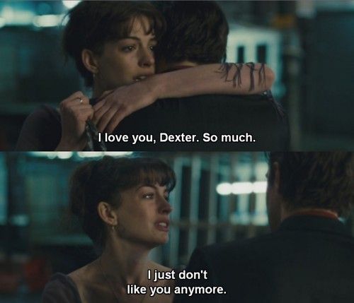 two people hugging each other with the caption that says i love you, dexter so much