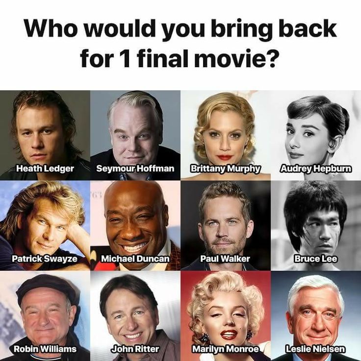 an advertisement for the movie who would you bring back for 1 final movie? with pictures of actors