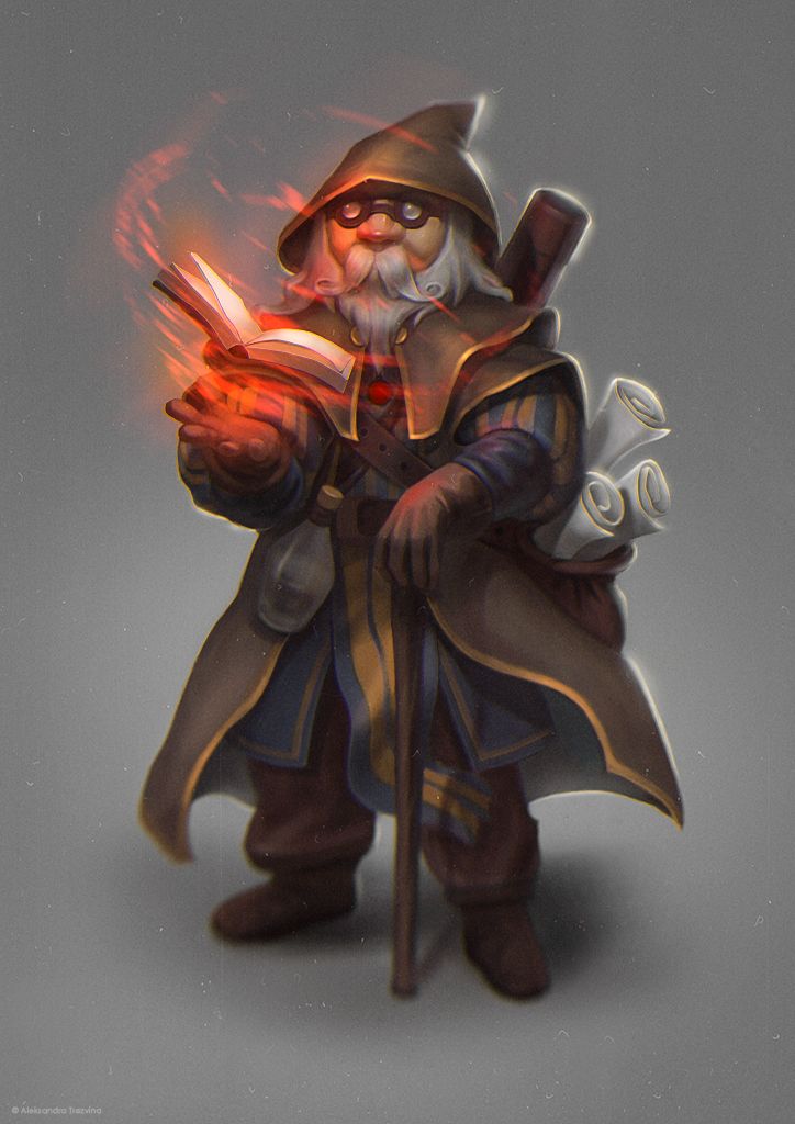 an old wizard holding a magic wand in his hand