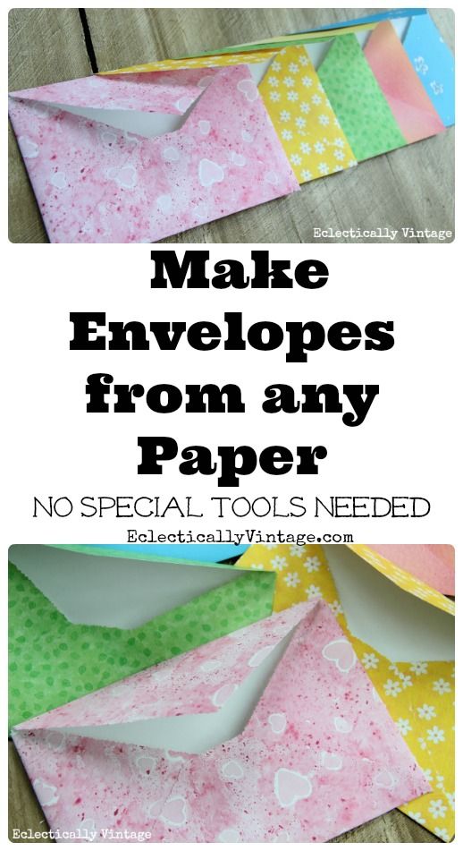 the words make envelopes from any paper no special tools needed