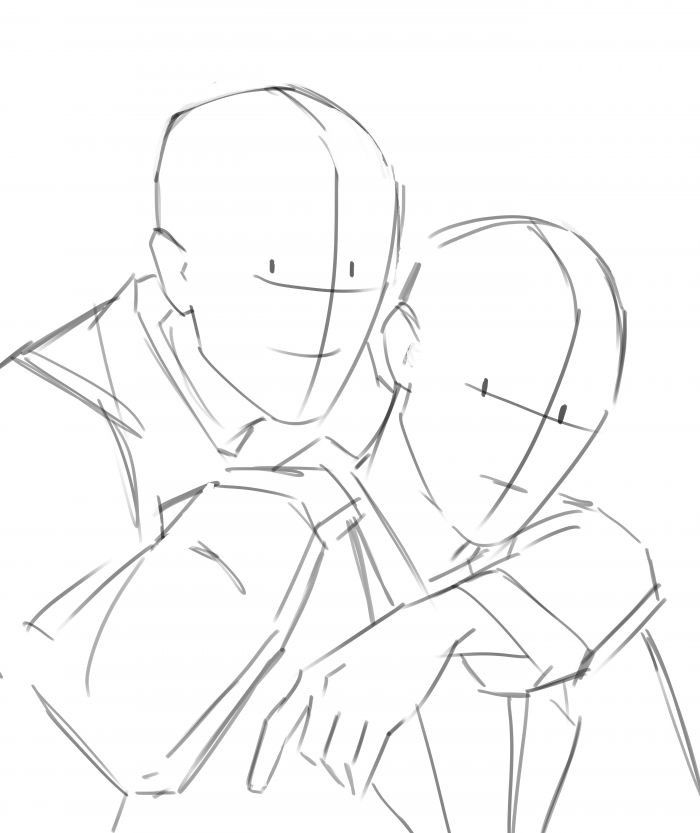 a drawing of two people hugging each other