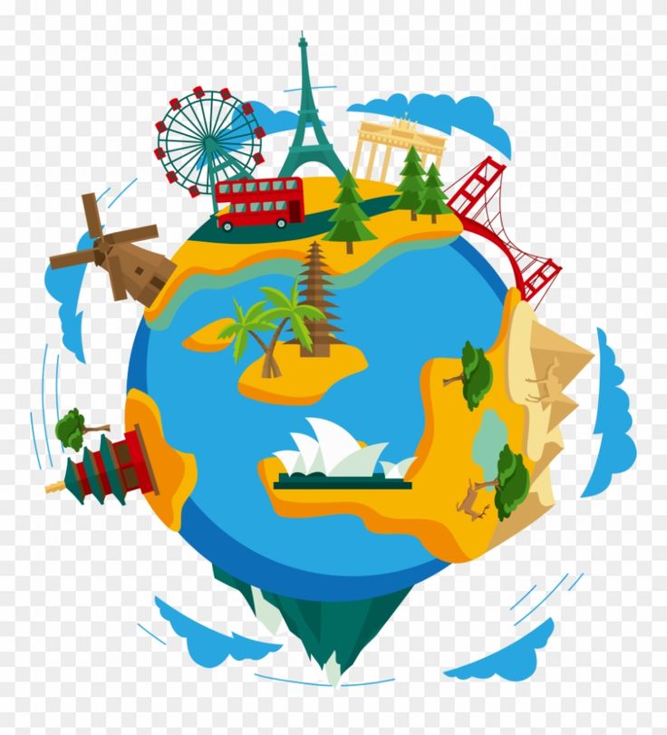 the earth with different types of travel and attractions on it